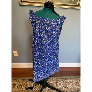 Vineyard Vines Blue Paisley Floral Ruffle Sleeve Summer Dress, Girl's size XL